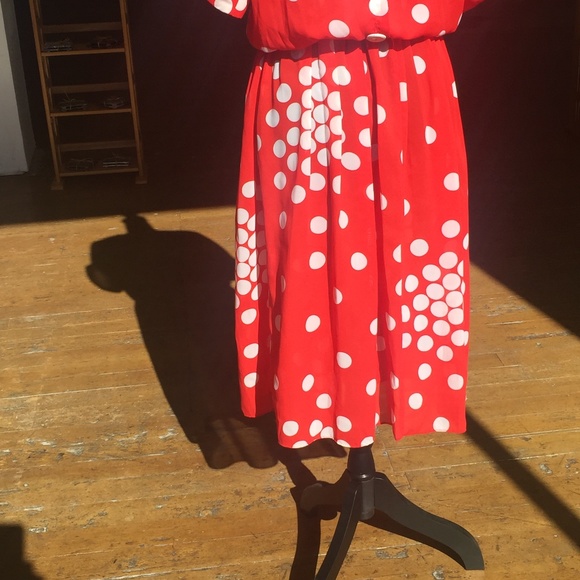 Red and white polka dot retro inspired sheer dress - Picture 7 of 8